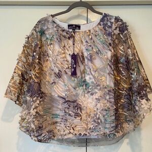 Cashmere Box Boutique Sheer 3D Poncho w/Tank Top Size S/M